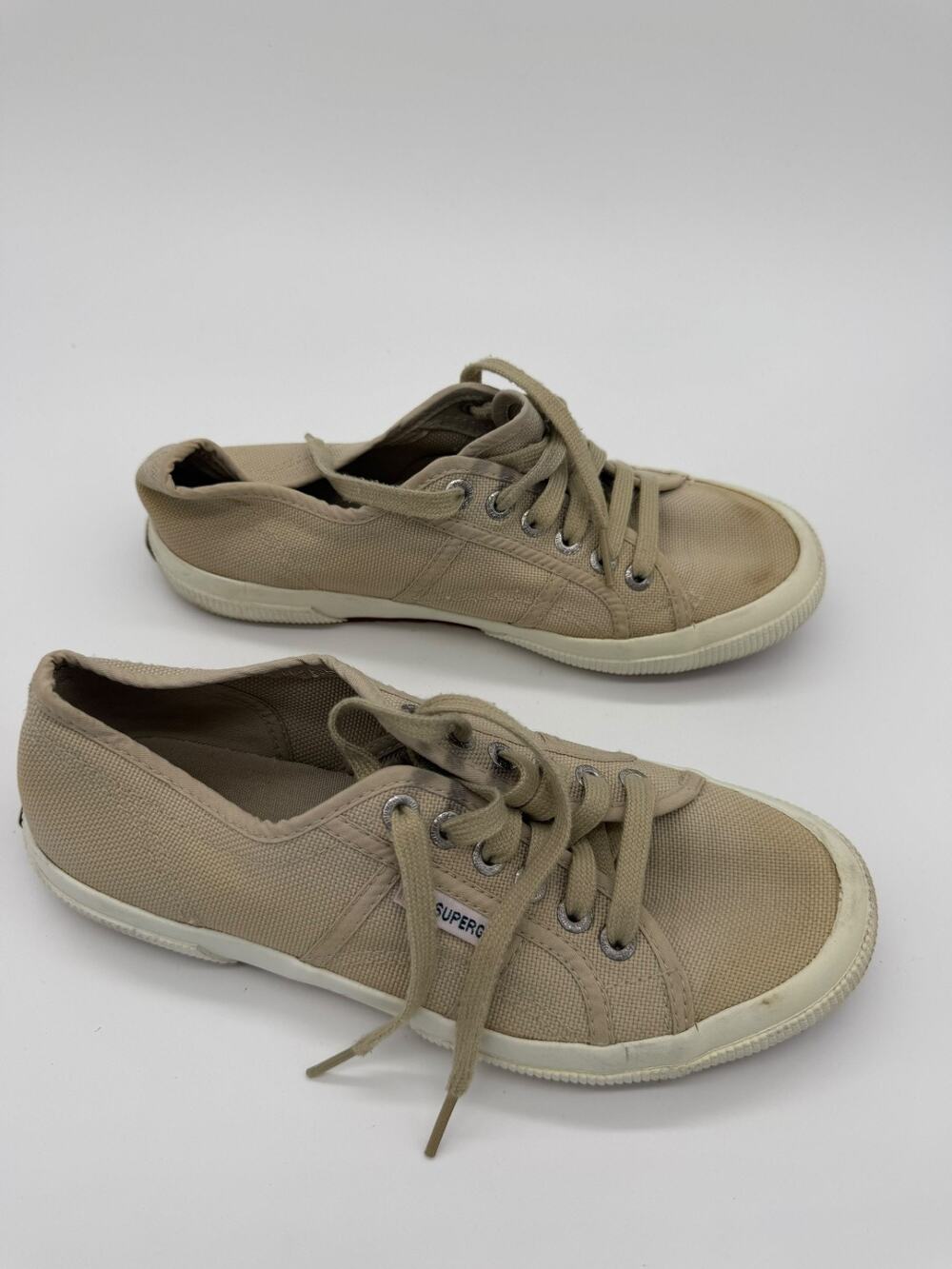 Superga Cotu Classic 2750 Beige Canvas Sneakers Shoes Womens Size 6.5